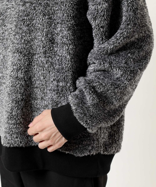 TopIsm（トップイズム）の「ワイドシルエット シャギーボア クルーネックカットソー（スウェット・メンズ・ブラック/ベージュ/グレー/アイボリー/モカ/ワイン/ネイビー/ホワイト/ネイビー系/ライトグリーン/ブルー/ライトパープル/ワインレッド・LL/M/L）」の21枚目の写真