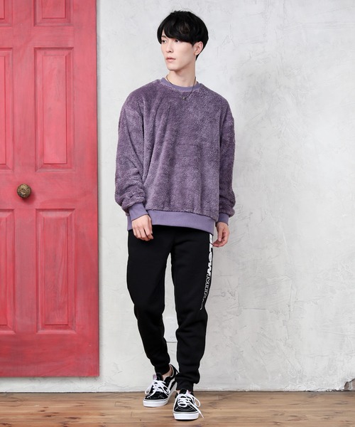 TopIsm（トップイズム）の「ワイドシルエット シャギーボア クルーネックカットソー（スウェット・メンズ・ブラック/ベージュ/グレー/アイボリー/モカ/ワイン/ネイビー/ホワイト/ネイビー系/ライトグリーン/ブルー/ライトパープル/ワインレッド・LL/M/L）」の17枚目の写真