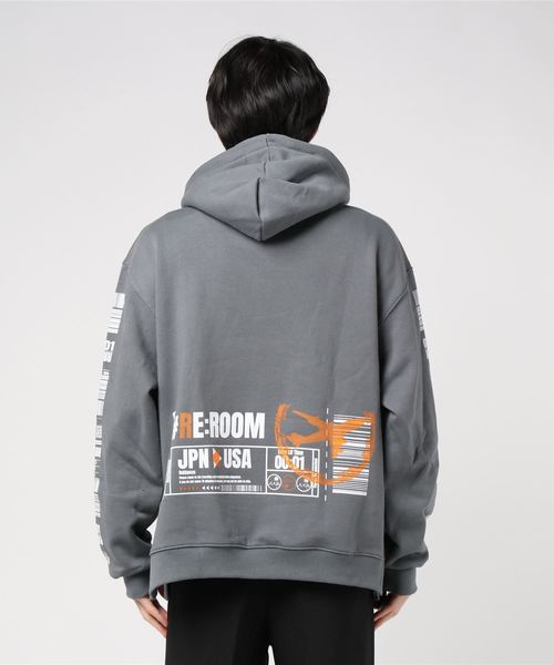 #Re:room(リルーム)の「フライトチケットプリントビッグパーカー(パーカー・メンズ・チャコール/ベージュ/オフホワイト・FREE)」の11枚目の写真