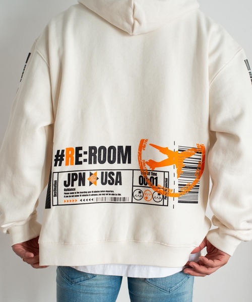 #Re:room(リルーム)の「フライトチケットプリントビッグパーカー(パーカー・メンズ・チャコール/ベージュ/オフホワイト・FREE)」の22枚目の写真