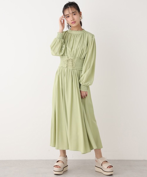 one after another NICE CLAUP（ワンアフターアナザーナイスクラップ）の「プチハイコルセットワンピース（ワンピース・レディース・グリーン/アイボリー/グリーン系その他/パープル系その他・FREE）」の2枚目の写真