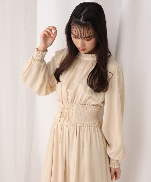 one after another NICE CLAUP（ワンアフターアナザーナイスクラップ）の「プチハイコルセットワンピース（ワンピース・レディース・グリーン/アイボリー/グリーン系その他/パープル系その他・FREE）」の18枚目の写真