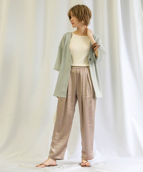 select MOCA（セレクトモカ）の「2020 SS ルーズジャケット３点セット（セットアップ・レディース・サックスブルー/ミント/レンガ・FREE）」の5枚目の写真