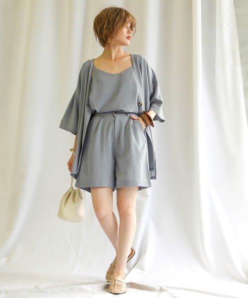 select MOCA（セレクトモカ）の「2020 SS ルーズジャケット３点セット（セットアップ・レディース・サックスブルー/ミント/レンガ・FREE）」の4枚目の写真