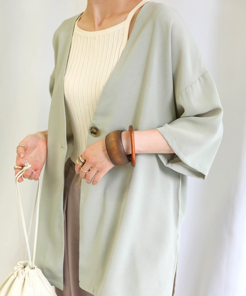 select MOCA（セレクトモカ）の「2020 SS ルーズジャケット３点セット（セットアップ・レディース・サックスブルー/ミント/レンガ・FREE）」の22枚目の写真