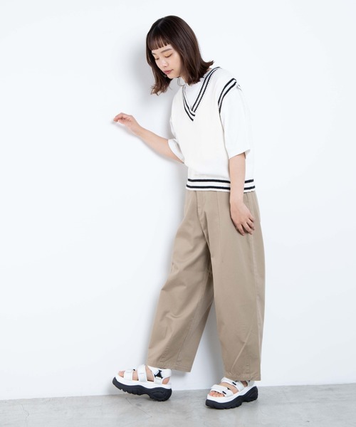 WEGO（ウィゴー）の「WEGO/チノカーブワイドパンツ（チノパンツ・レディース・ホワイト/ベージュ・FREE）」の14枚目の写真