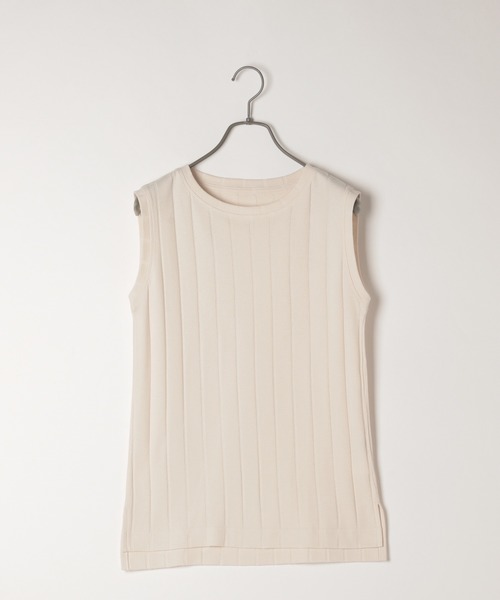 LAKOLE（ラコレ）の「ワイドリブスリーブレスTシャツ / LAKOLE（Tシャツ/カットソー・レディース・ボルドー/ライトグリーン/オフホワイト/スモーク/ブラウン系その他/ライトベージュ・SMALL/MEDIUM）」の2枚目の写真