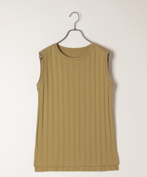 LAKOLE（ラコレ）の「ワイドリブスリーブレスTシャツ / LAKOLE（Tシャツ/カットソー・レディース・ボルドー/ライトグリーン/オフホワイト/スモーク/ブラウン系その他/ライトベージュ・SMALL/MEDIUM）」の7枚目の写真