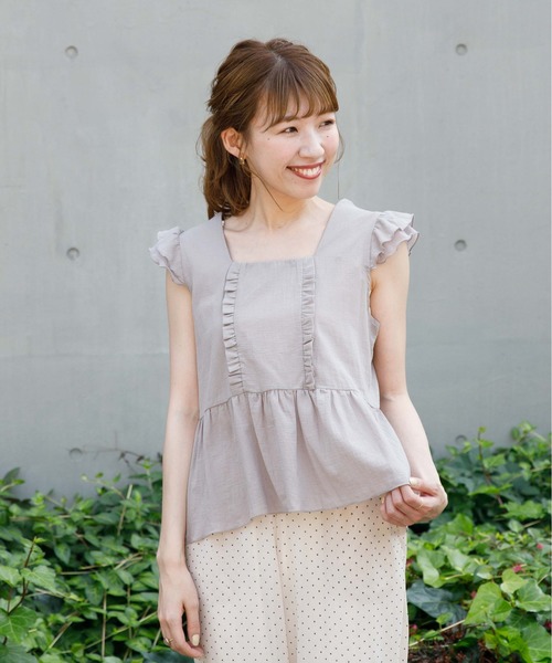 flower（フラワー）の「タイニーフリルブラウス（シャツ/ブラウス・レディース・ブラック/ベージュ・FREE）」の11枚目の写真