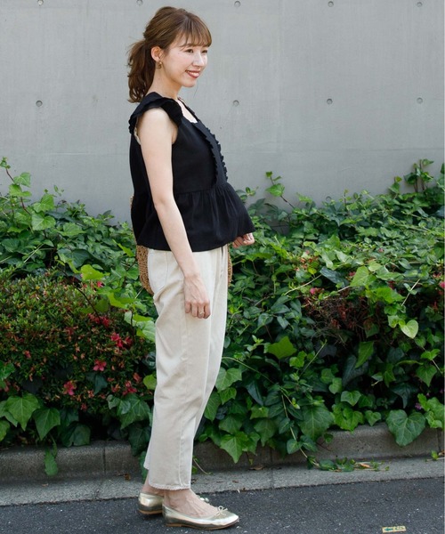 flower（フラワー）の「タイニーフリルブラウス（シャツ/ブラウス・レディース・ブラック/ベージュ・FREE）」の15枚目の写真