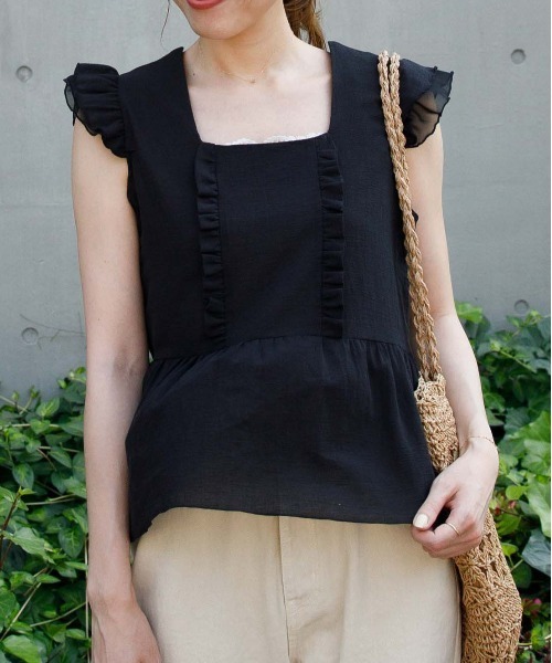 flower（フラワー）の「タイニーフリルブラウス（シャツ/ブラウス・レディース・ブラック/ベージュ・FREE）」の17枚目の写真