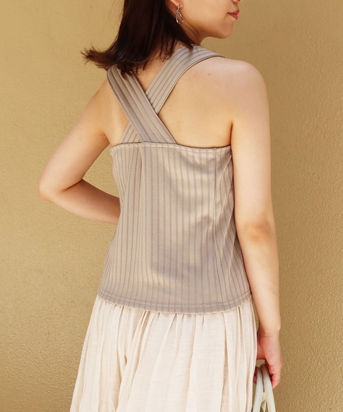 Riberry（リベリー）の「ワイドリブ　バッククロスタンク（タンクトップ・レディース・アイボリー/ブラック/ライトブラウン/モカ/ベージュ・MEDIUM）」の5枚目の写真