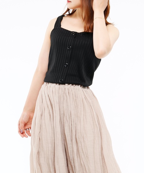 Riberry（リベリー）の「ワイドリブ　バッククロスタンク（タンクトップ・レディース・アイボリー/ブラック/ライトブラウン/モカ/ベージュ・MEDIUM）」の7枚目の写真