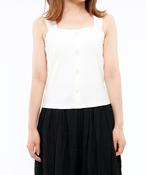 Riberry（リベリー）の「ワイドリブ　バッククロスタンク（タンクトップ・レディース・アイボリー/ブラック/ライトブラウン/モカ/ベージュ・MEDIUM）」の12枚目の写真