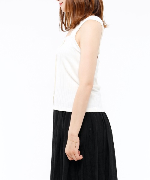 Riberry（リベリー）の「ワイドリブ　バッククロスタンク（タンクトップ・レディース・アイボリー/ブラック/ライトブラウン/モカ/ベージュ・MEDIUM）」の11枚目の写真