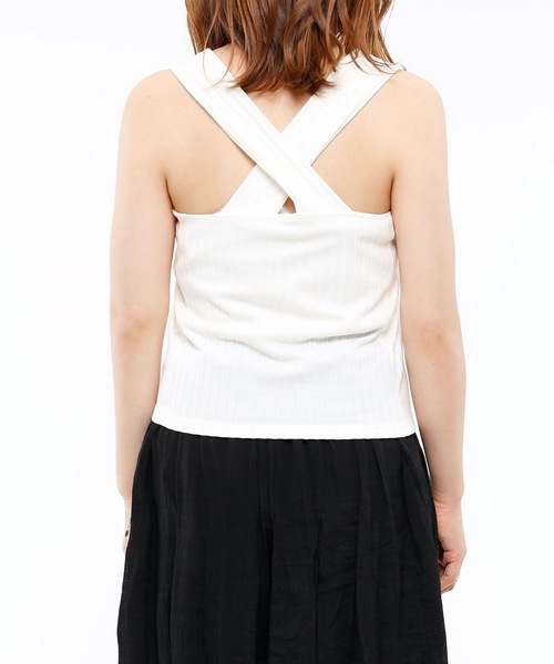 Riberry（リベリー）の「ワイドリブ　バッククロスタンク（タンクトップ・レディース・アイボリー/ブラック/ライトブラウン/モカ/ベージュ・MEDIUM）」の14枚目の写真