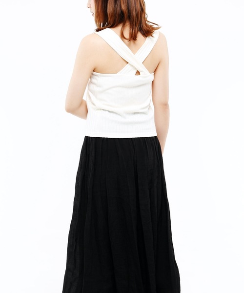 Riberry（リベリー）の「ワイドリブ　バッククロスタンク（タンクトップ・レディース・アイボリー/ブラック/ライトブラウン/モカ/ベージュ・MEDIUM）」の6枚目の写真