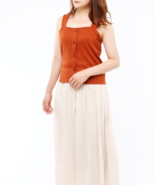 Riberry（リベリー）の「ワイドリブ　バッククロスタンク（タンクトップ・レディース・アイボリー/ブラック/ライトブラウン/モカ/ベージュ・MEDIUM）」の8枚目の写真