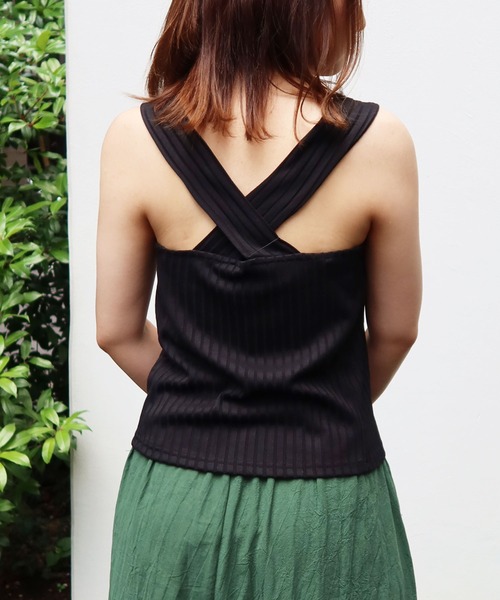 Riberry（リベリー）の「ワイドリブ　バッククロスタンク（タンクトップ・レディース・アイボリー/ブラック/ライトブラウン/モカ/ベージュ・MEDIUM）」の16枚目の写真