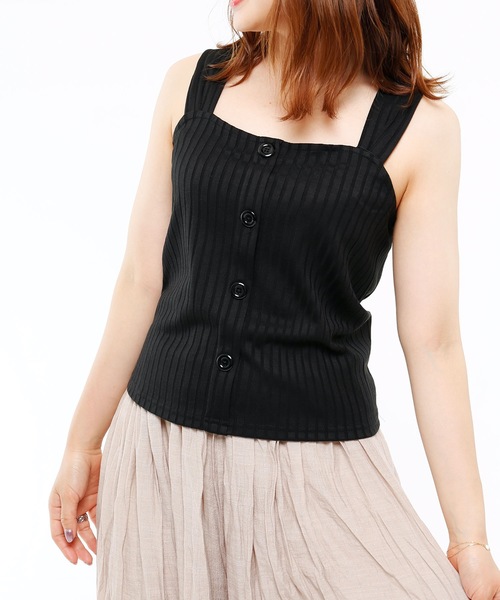 Riberry（リベリー）の「ワイドリブ　バッククロスタンク（タンクトップ・レディース・アイボリー/ブラック/ライトブラウン/モカ/ベージュ・MEDIUM）」の21枚目の写真