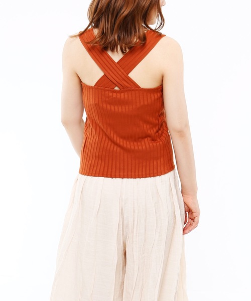 Riberry（リベリー）の「ワイドリブ　バッククロスタンク（タンクトップ・レディース・アイボリー/ブラック/ライトブラウン/モカ/ベージュ・MEDIUM）」の22枚目の写真