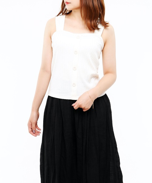 Riberry（リベリー）の「ワイドリブ　バッククロスタンク（タンクトップ・レディース・アイボリー/ブラック/ライトブラウン/モカ/ベージュ・MEDIUM）」の20枚目の写真