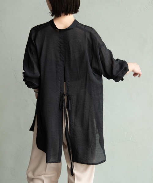 Aunt Marie's（アントマリーズ）の「シアーポプリンバックスリットシャツ / AUNT MARIE'S（シャツ/ブラウス・レディース・パープル/ブラウン/アイボリー/グレイッシュベージュ/ブラック/チャコールグレー/ベージュ・FREE）」の3枚目の写真