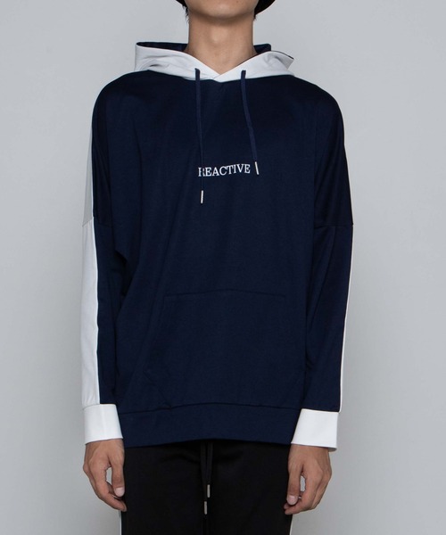 WEGO（ウィゴー）の「WEGO/ドルマンカラーブロックビッグシルエットパーカー（パーカー・メンズ・ベージュ/ネイビー/グレー・MEDIUM/LARGE）」の13枚目の写真