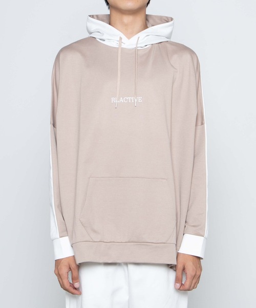 WEGO（ウィゴー）の「WEGO/ドルマンカラーブロックビッグシルエットパーカー（パーカー・メンズ・ベージュ/ネイビー/グレー・MEDIUM/LARGE）」の15枚目の写真