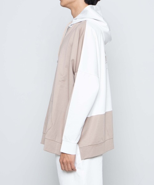 WEGO（ウィゴー）の「WEGO/ドルマンカラーブロックビッグシルエットパーカー（パーカー・メンズ・ベージュ/ネイビー/グレー・MEDIUM/LARGE）」の19枚目の写真