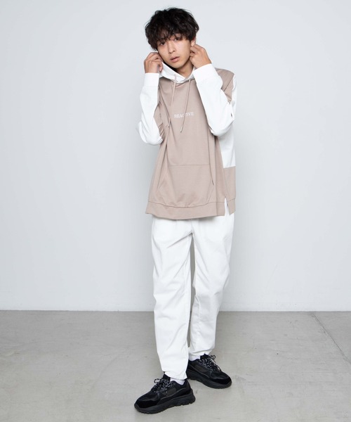 WEGO（ウィゴー）の「WEGO/ドルマンカラーブロックビッグシルエットパーカー（パーカー・メンズ・ベージュ/ネイビー/グレー・MEDIUM/LARGE）」の8枚目の写真