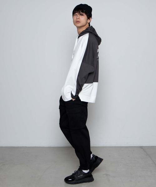 WEGO（ウィゴー）の「WEGO/ドルマンカラーブロックビッグシルエットパーカー（パーカー・メンズ・ベージュ/ネイビー/グレー・MEDIUM/LARGE）」の11枚目の写真