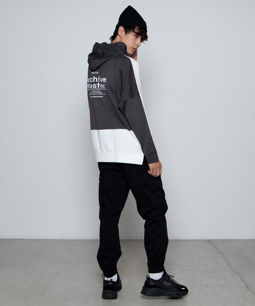 WEGO（ウィゴー）の「WEGO/ドルマンカラーブロックビッグシルエットパーカー（パーカー・メンズ・ベージュ/ネイビー/グレー・MEDIUM/LARGE）」の12枚目の写真