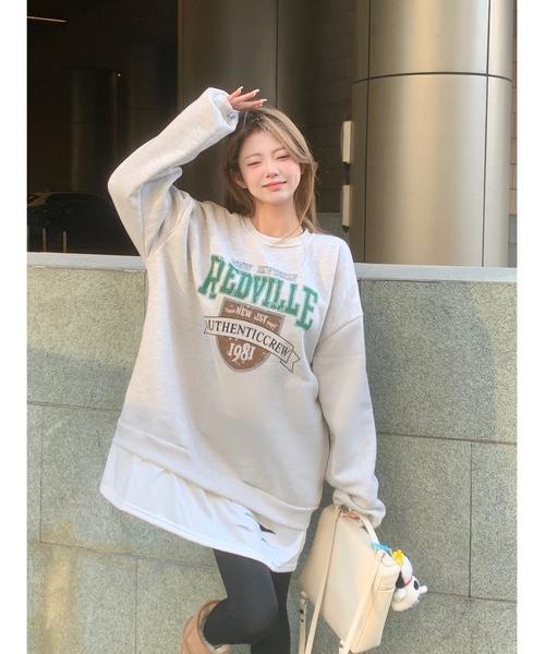 【美品】 アパルトモン スウェット プルオーバ ワイドシルエット ロゴプリント 美品】 アパルトモン スウェット プルオーバ ワイドシルエット