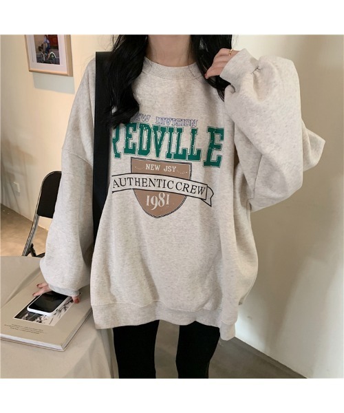 【美品】 アパルトモン スウェット プルオーバ ワイドシルエット ロゴプリント セール】ビッグシルエット プルオーバー カレッジロゴ プリント