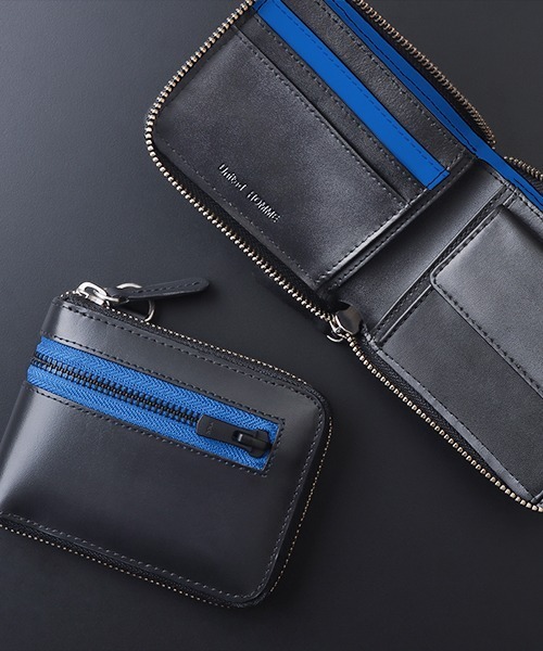 セール United Homme ユナイテッドオム 二つ折り財布 馬革 牛革 レザー D管付き ラウンドファスナー カラージップ Uh 1594 財布 Kazzu Select カッズセレクト のファッション通販 Zozotown