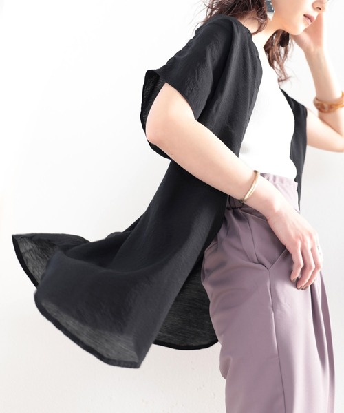 classicalelf（クラシカルエルフ）の「てろん、ふんわり素材。シアー素材バンドカラーシャツ。（シャツ/ブラウス・レディース・ホワイト/ブラック/モカ/ライトベージュ/ライトカーキ・MEDIUM/LARGE/X-LARGE/SMALL）」の22枚目の写真