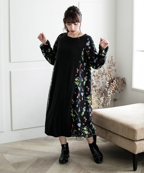 セール 花瓶柄切替バルーンワンピース ワンピース Is Scolar イズスカラー のファッション通販 Zozotown