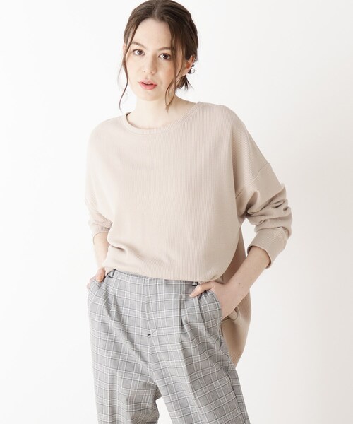 SHOO・LA・RUE（シューラルー）の「◆ワッフル前後2WAYロンT（Tシャツ/カットソー・レディース・チャコールグレー/ベージュ/オフホワイト・02/03/04）」の3枚目の写真