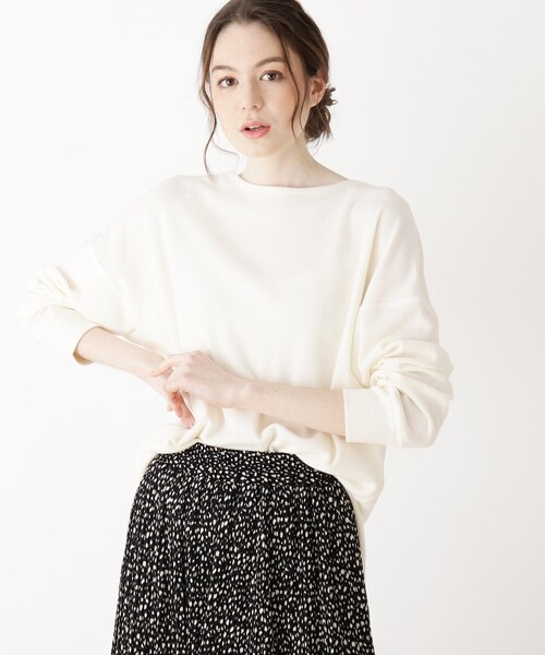 SHOO・LA・RUE（シューラルー）の「◆ワッフル前後2WAYロンT（Tシャツ/カットソー・レディース・チャコールグレー/ベージュ/オフホワイト・02/03/04）」の2枚目の写真