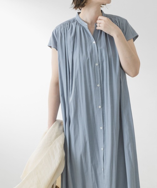 F by ROSSO（エフバイロッソ）の「F by ROSSO　フレンチギャザーワンピース∴（シャツワンピース・レディース・ホワイト/ライトブルー/ピンク・FREE）」の4枚目の写真