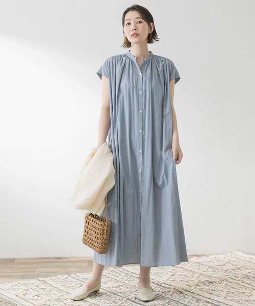 F by ROSSO（エフバイロッソ）の「F by ROSSO　フレンチギャザーワンピース∴（シャツワンピース・レディース・ホワイト/ライトブルー/ピンク・FREE）」の6枚目の写真