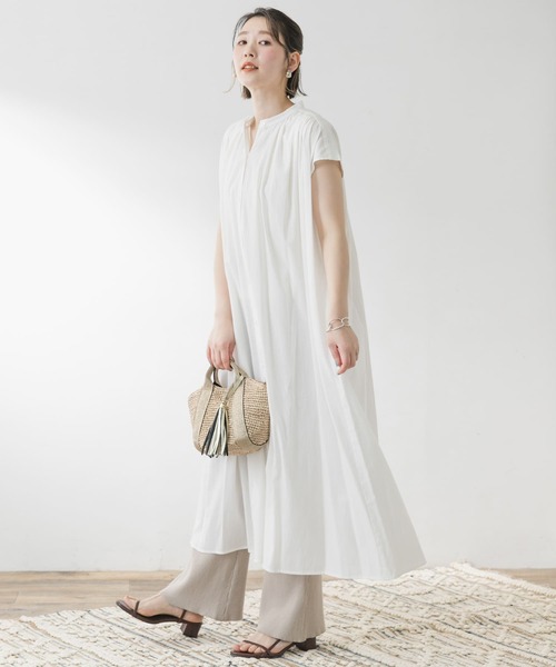 F by ROSSO（エフバイロッソ）の「F by ROSSO　フレンチギャザーワンピース∴（シャツワンピース・レディース・ホワイト/ライトブルー/ピンク・FREE）」の9枚目の写真