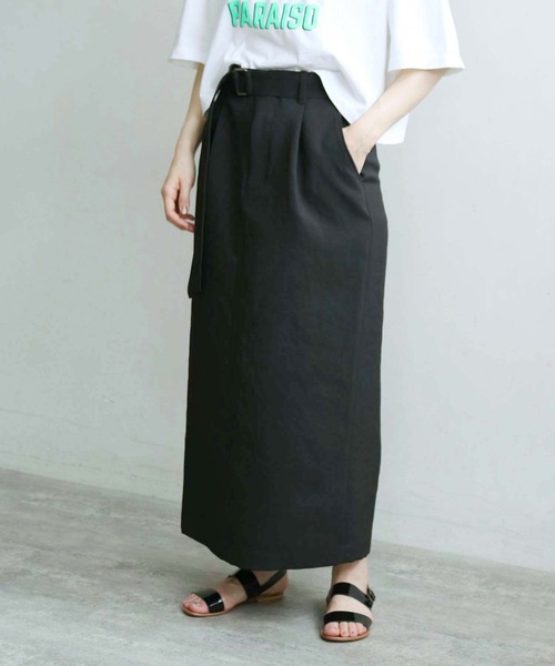 note et silence (ノートエシロンス)の「●△DICROS AIRO ベルト付ストレートスカート(スカート・レディース・ブラック/モカ・FREE)」の21枚目の写真