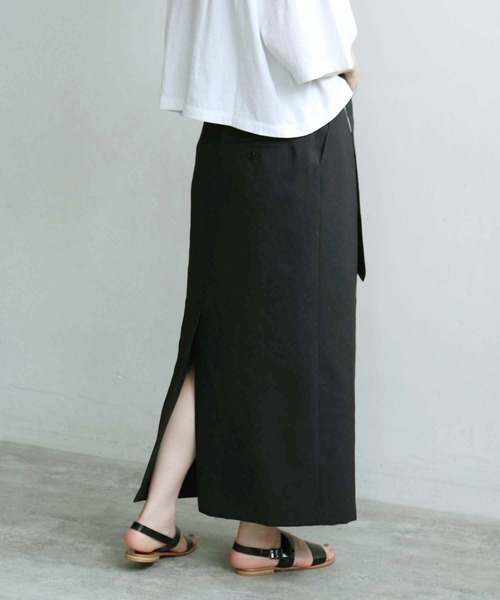 note et silence (ノートエシロンス)の「●△DICROS AIRO ベルト付ストレートスカート(スカート・レディース・ブラック/モカ・FREE)」の4枚目の写真