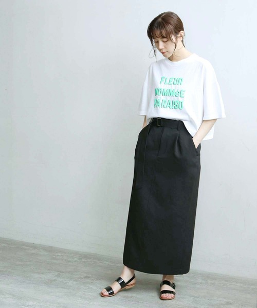 note et silence (ノートエシロンス)の「●△DICROS AIRO ベルト付ストレートスカート(スカート・レディース・ブラック/モカ・FREE)」の6枚目の写真