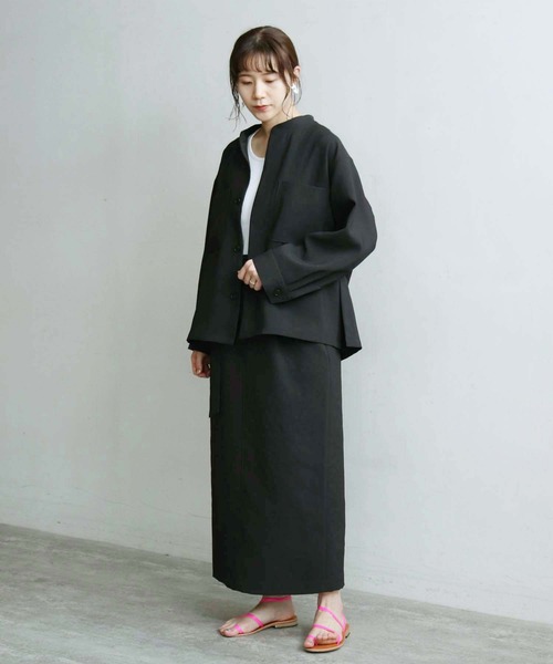 note et silence (ノートエシロンス)の「●△DICROS AIRO ベルト付ストレートスカート(スカート・レディース・ブラック/モカ・FREE)」の9枚目の写真