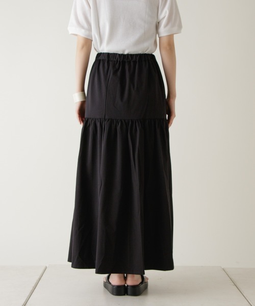 Kastane(カスタネ)の「タイプライターストレッチティアードスカート(スカート・レディース・ブラック/サックスブルー/イエロー・FREE)」の8枚目の写真