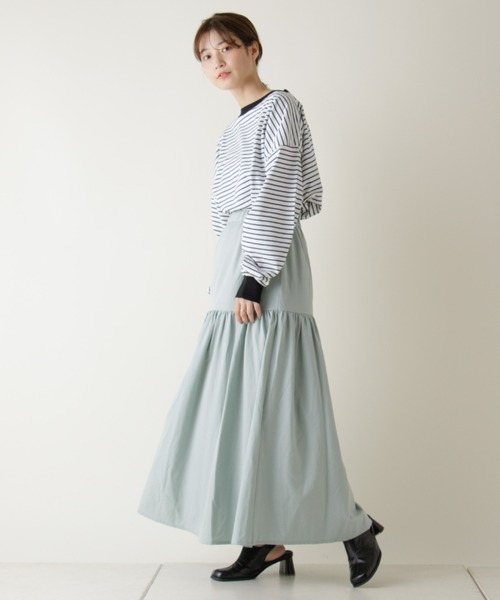 Kastane(カスタネ)の「タイプライターストレッチティアードスカート(スカート・レディース・ブラック/サックスブルー/イエロー・FREE)」の5枚目の写真