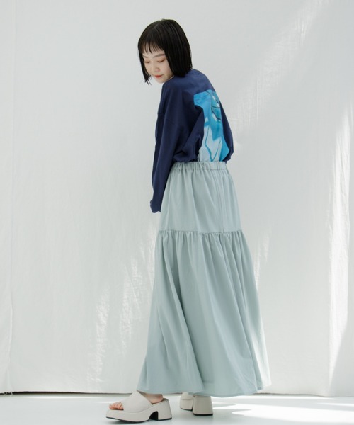 Kastane(カスタネ)の「タイプライターストレッチティアードスカート(スカート・レディース・ブラック/サックスブルー/イエロー・FREE)」の12枚目の写真